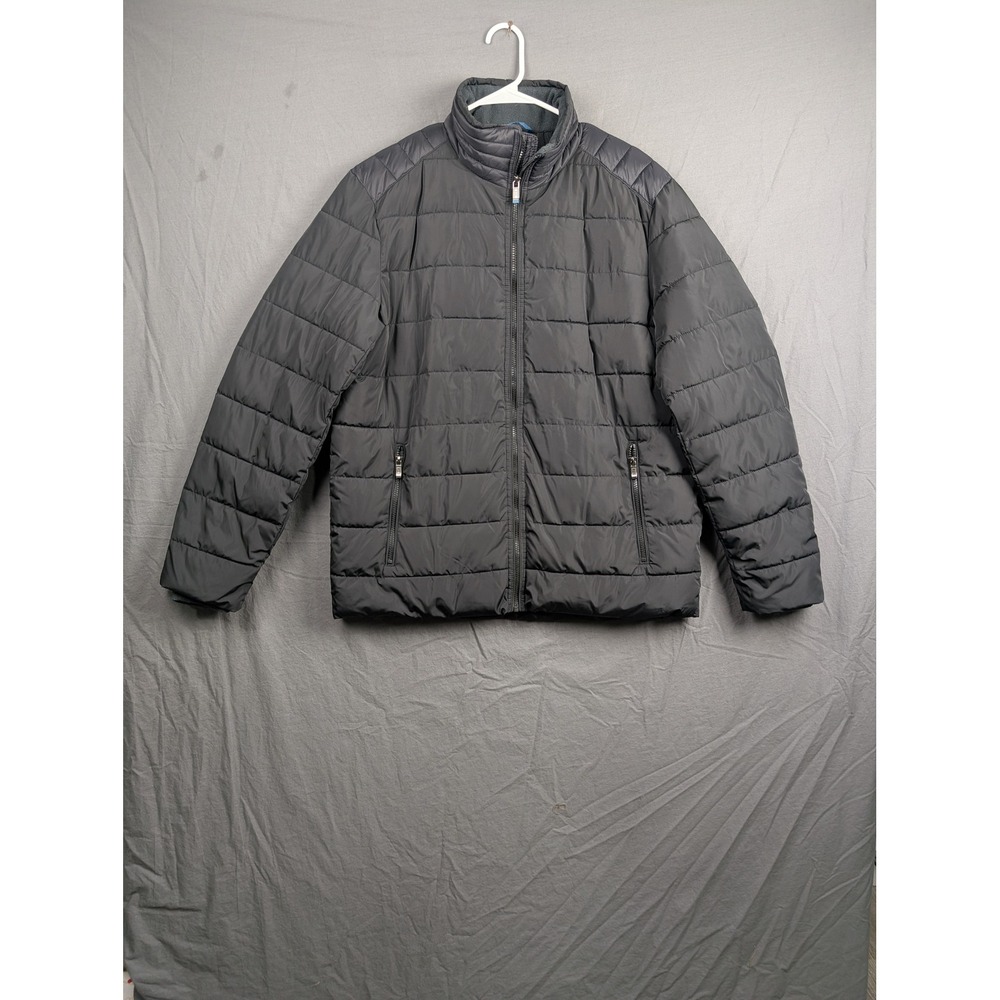 Weatherproof Mens Puffer‎ Jacket Black Quilted Full Zip Fleece Lined Coat Large